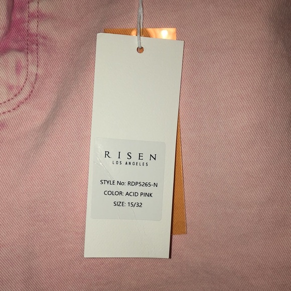 NWT Risen Acid Pink High Rise Knee Distressed Straight Pants 15/32 - Picture 4 of 9